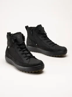 Ecco - Soft 7 Tred Mens GTX - Svarta fodrade kängor med Gore-Tex