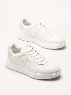 Ecco - Steet Court - Vita sneakers i skinn