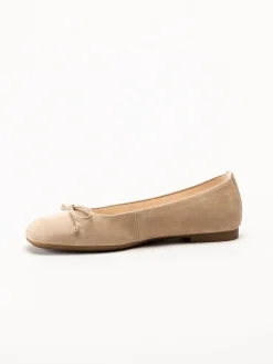 Gabor - Beige ballerinaskor i mocka