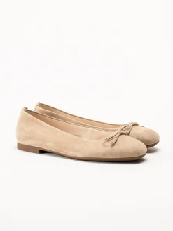 Gabor - Beige ballerinaskor i mocka