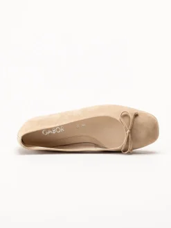 Gabor - Beige ballerinaskor i mocka