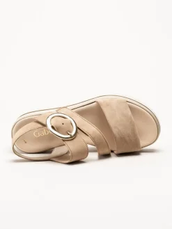 Gabor - Beige platåsandaler i mocka