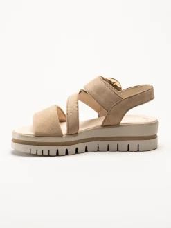 Gabor - Beige platåsandaler i mocka