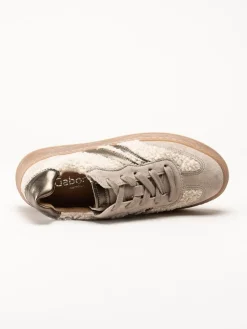 Gabor - Beige sneakers i mocka och teddy
