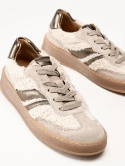 Gabor - Beige sneakers i mocka och teddy