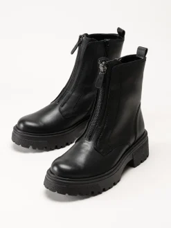 Gabor - Svarta fodrade boots i skinn
