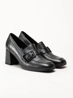 Gabor - Svarta högklackade loafers i skinn