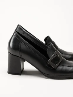 Gabor - Svarta högklackade loafers i skinn