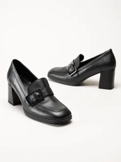 Gabor - Svarta högklackade loafers i skinn