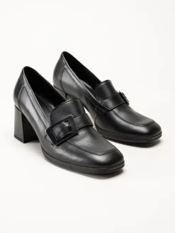 Gabor - Svarta högklackade loafers i skinn