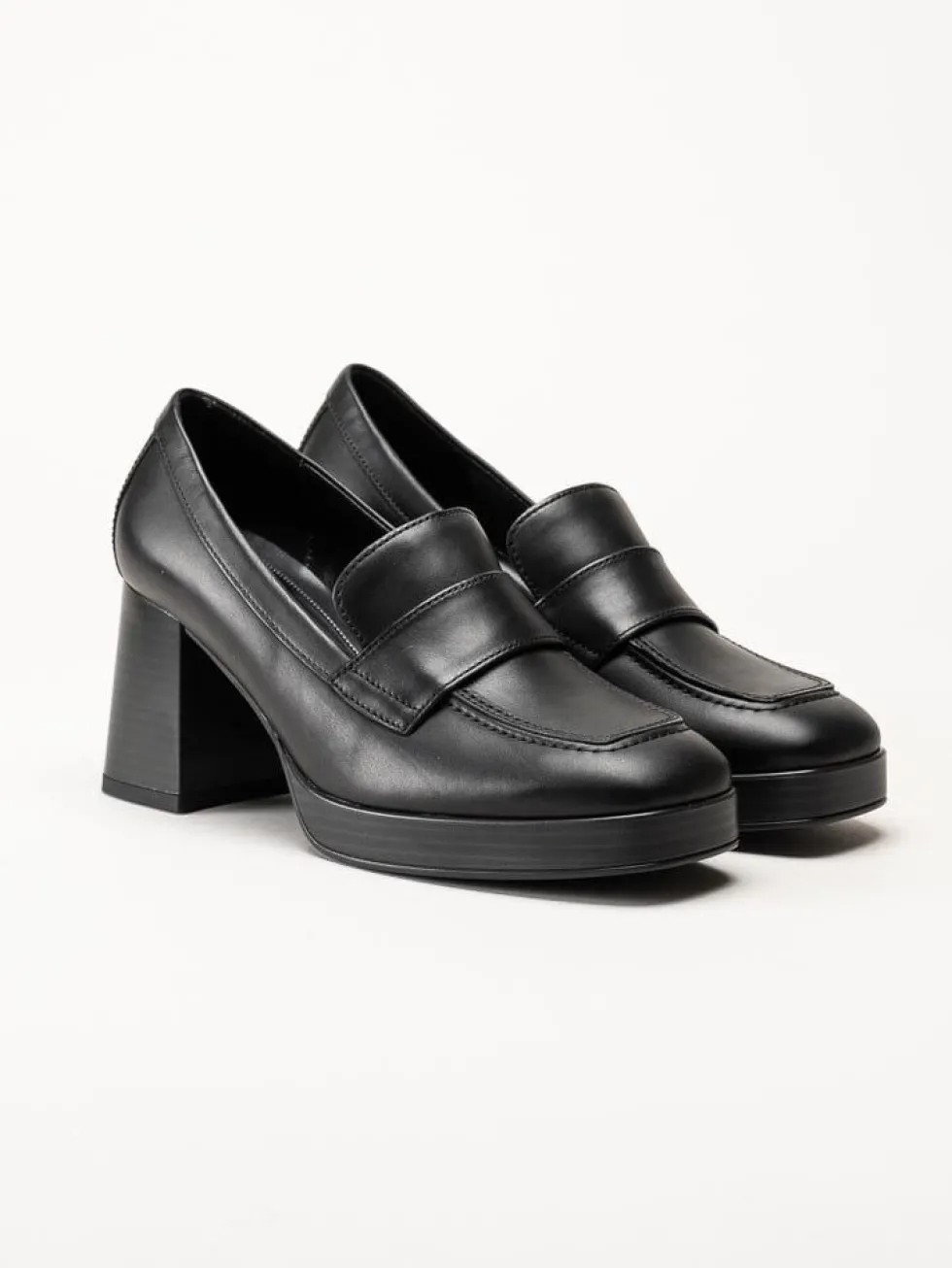Gabor - Svarta högklackade loafers i skinn