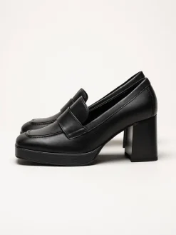 Gabor - Svarta högklackade loafers i skinn