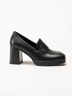 Gabor - Svarta högklackade loafers i skinn