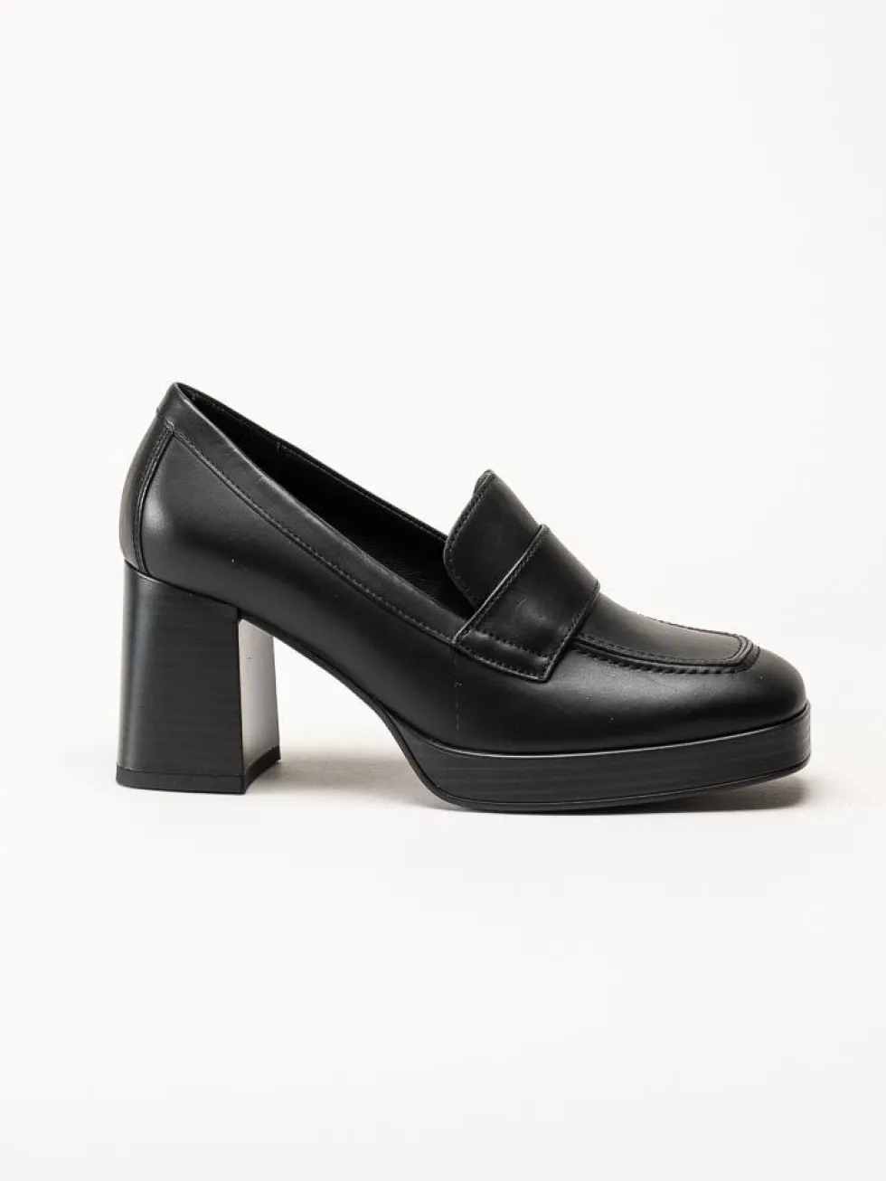 Gabor - Svarta högklackade loafers i skinn