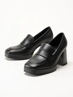 Gabor - Svarta högklackade loafers i skinn