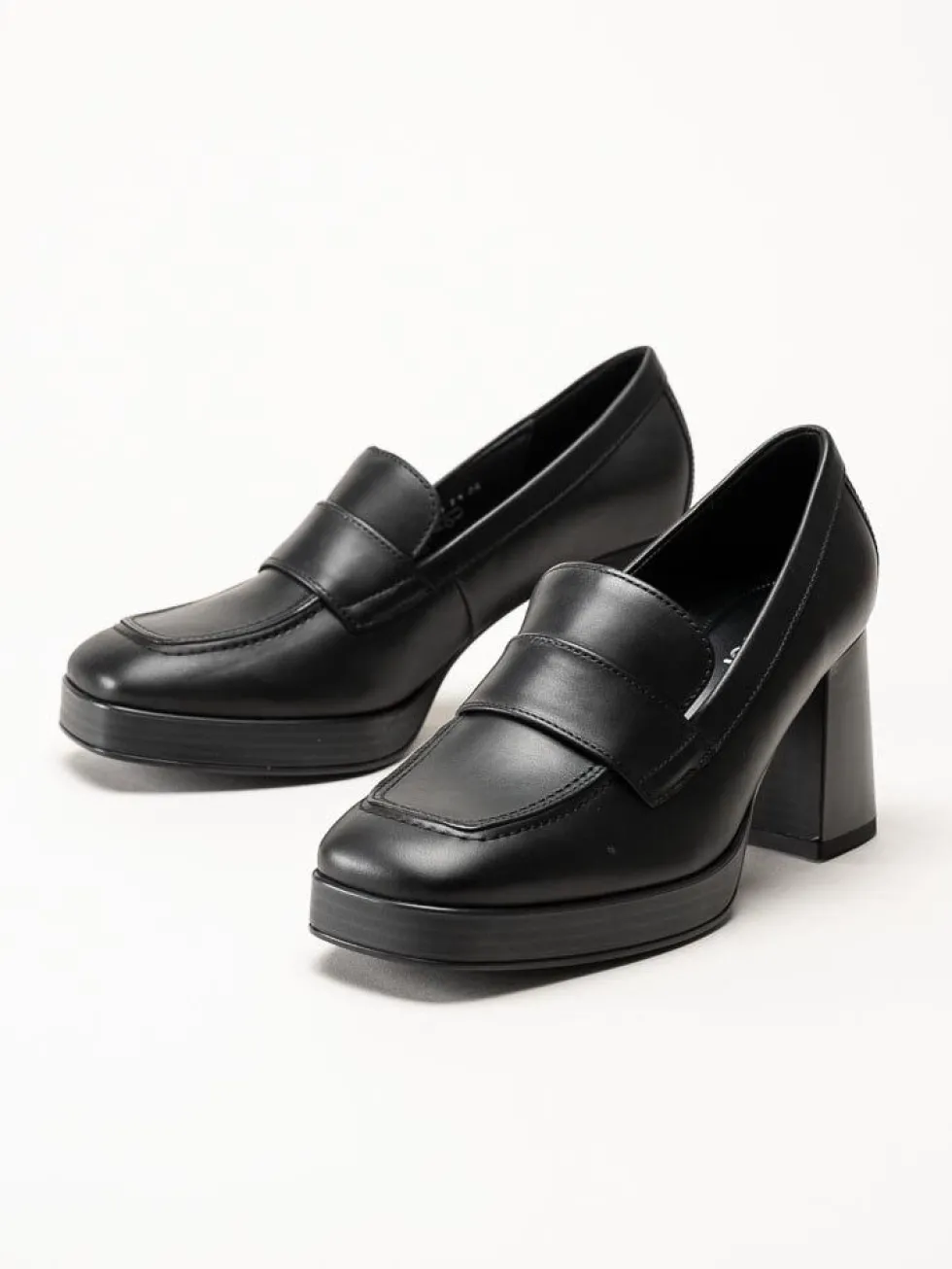Gabor - Svarta högklackade loafers i skinn