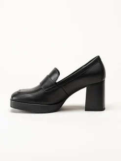Gabor - Svarta högklackade loafers i skinn