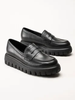 Gabor - Svarta platåloafers i skinn