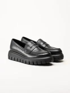 Gabor - Svarta platåloafers i skinn