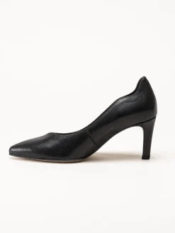 Gabor - Svarta pumps i skinn med reptilmönster