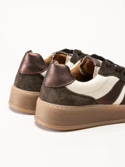 Gabor - Vitbruna sneakers i skinn och mocka