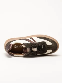Gabor - Vitbruna sneakers i skinn och mocka