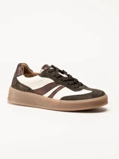 Gabor - Vitbruna sneakers i skinn och mocka