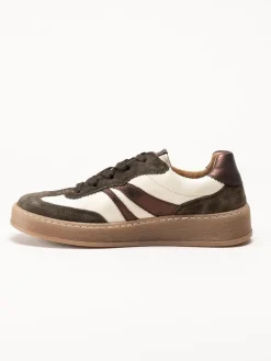 Gabor - Vitbruna sneakers i skinn och mocka