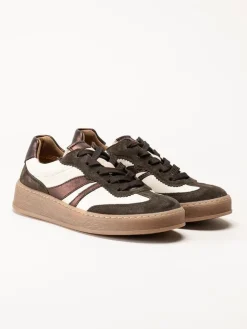 Gabor - Vitbruna sneakers i skinn och mocka