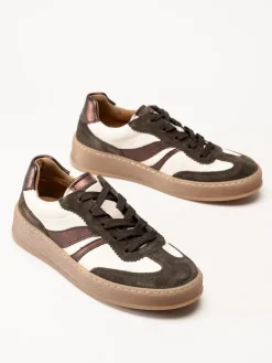 Gabor - Vitbruna sneakers i skinn och mocka