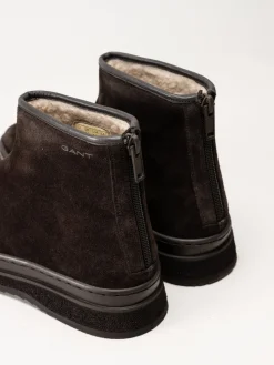 Gant Footwear - Sistown Mid Boot - Mörkbruna varmfodrade boots i mocka