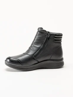 G Comfort - Double Zip - Svarta kängor i skinn