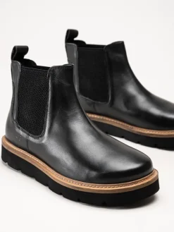 Green Comfort - Verona low cut - Svarta chelsea boots i skinn