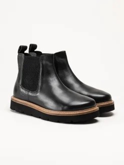 Green Comfort - Verona low cut - Svarta chelsea boots i skinn
