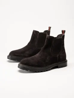 Harry Hern - Kim - Mörkbruna chelsea boots i mocka