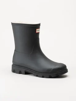 Hunter - Unisex Downpour Short Insulate - Svarta låga fodrade gummistövlar
