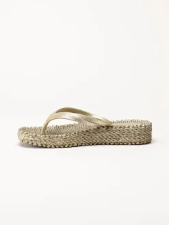 Ilse Jacobsen - Cheerful 13 - Guldfärgade flip flop med glitterremmar