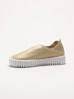 Ilse Jacobsen - Tulip3577 - Guldiga slip on skor