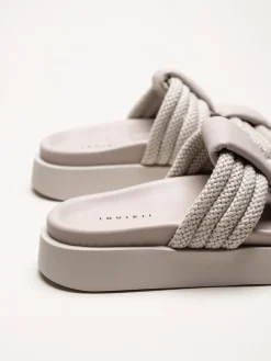 Inuikii - Cord Athena - Grå slip in sandaler i skinn