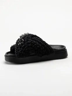 Inuikii - Woven Stones - Svarta slip in sandaler i virkad textil