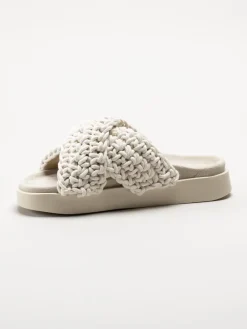 Inuikii - Woven - Vita slip in sandaler i virkad textil