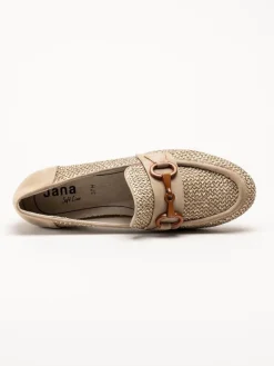 Jana - Beige loafers i textil