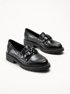 Jana - Svarta loafers i skinnimitation