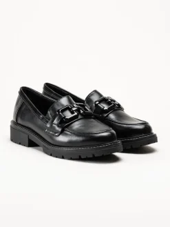 Jana - Svarta loafers i skinnimitation