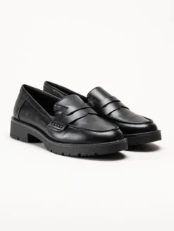 Jana - Svarta loafers i skinnimitation