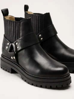 Johnny Bulls - Svarta bikerboots i skinn