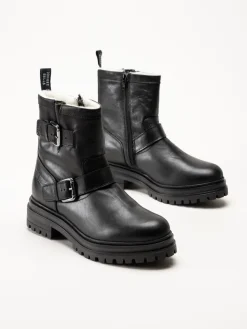 Johnny Bulls - Svarta ullfodrade boots i skinn