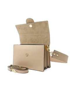 Latalia - Atri - Beige elegant axelväska boxmodell i skinn