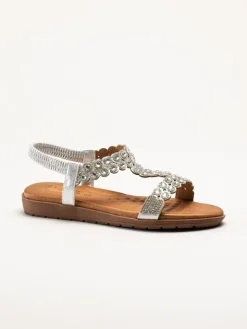 Lunar - Silvriga sandaler med strass-stenar