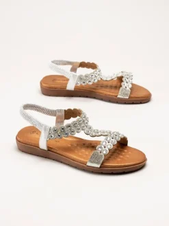 Lunar - Silvriga sandaler med strass-stenar